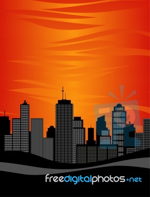 City Skyline Sunset Stock Image