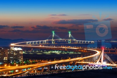 Cityscape Of Incheon Bridge In Korea Stock Photo