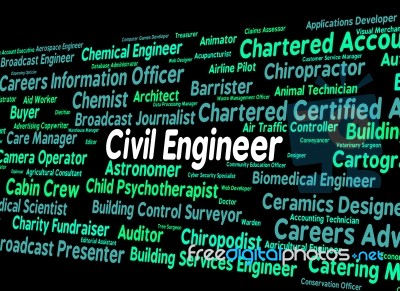Civil Engineer Showing Word Employee And Government Stock Image