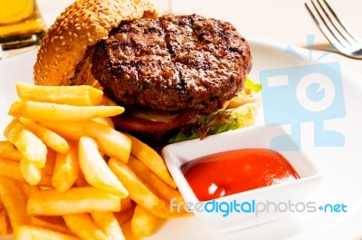 Classic Hamburger Sandwich Stock Photo