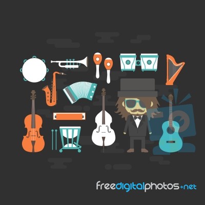 Classical Musician With Music Instrument Stock Image