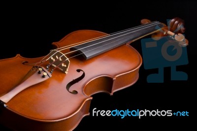 Classical Violin, Beautiful Shape Music Instrument Isolated On White Background Stock Photo