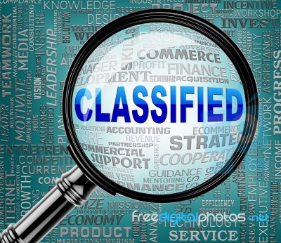 Classified Magnifier Indicates Restricted Information 3d Renderi… Stock Image