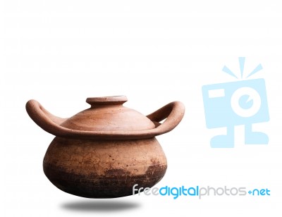 Clay Pot On A White Background Stock Photo