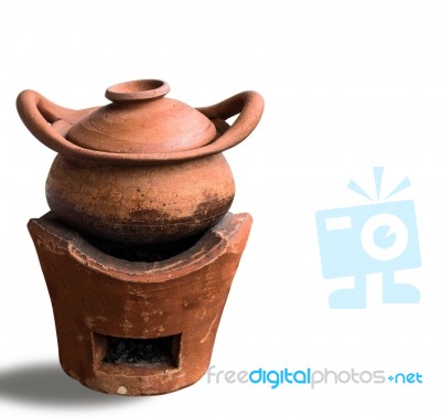 Clay Pot On The White Background Stock Photo