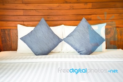 Clean Bedroom Set In The Modern Design Stock Photo