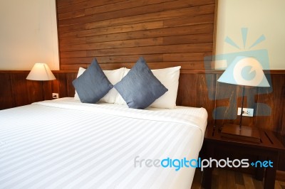 Clean Bedroom Set In The Modern Design Stock Photo