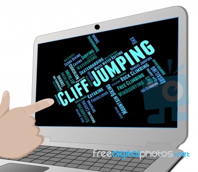 Cliff Jumping Indicates Text Words And Rock Stock Image