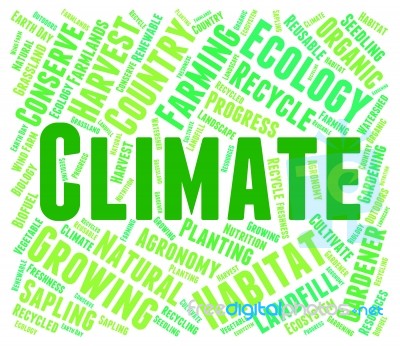 Climate Word Showing Meteorological Conditions And Text Stock Image