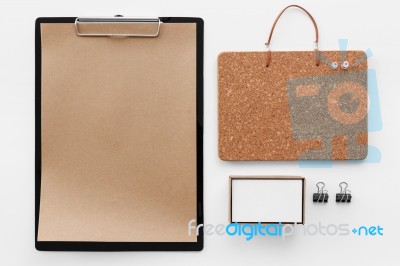 Clipboard And Stationery Mockup Stock Photo