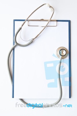 Clipboard With Stethoscope Stock Photo