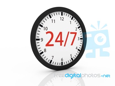 Clock With The Numbers 24 And 7 Stock Image