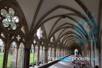 Cloisters At Salisbury Cathedral Stock Photo