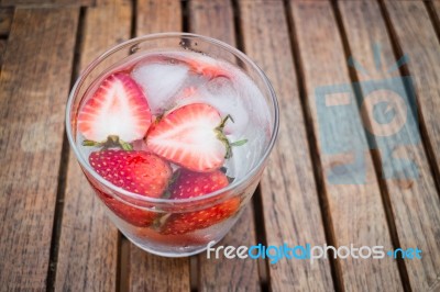 Close-up Glass Of Strawberry Infused Water Stock Photo