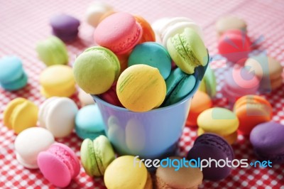 Close Up Macaroon Dessert In The Bowl Stock Photo