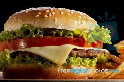 Close Up Of A Hamburger Stock Photo