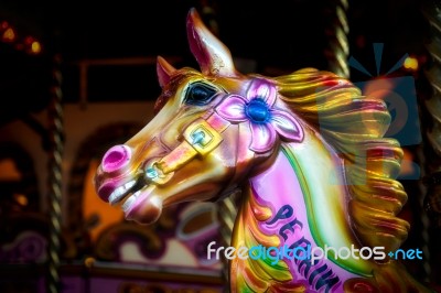 Close-up Of A Horse On A Funfair Carousel Ride Stock Photo
