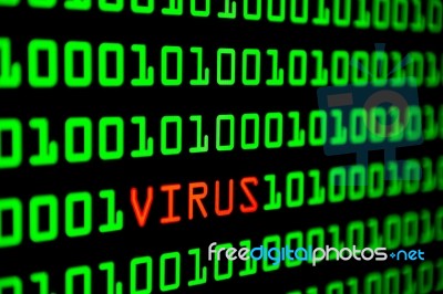 Close Up Of Binary Code Infected By Computer Virus Stock Photo