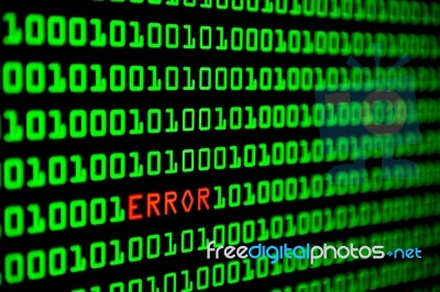 Close Up Of Binary Code Infected By Computer Virus Stock Photo