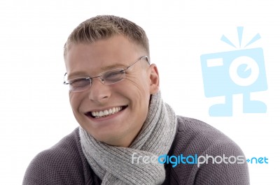 Close Up Of Handsome Young Man With Eyewear Stock Photo