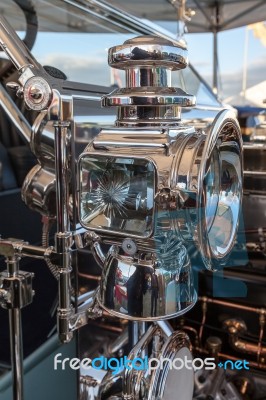 Close-up Of Lights On A Vintage Rolls Royce Stock Photo