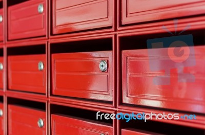 Close Up Of Red Mailbox Stock Photo
