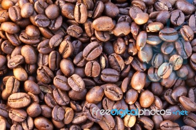 Close Up Of Some Coffee Beans Stock Photo