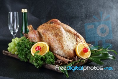 Close Up Roast Turkey Stock Photo