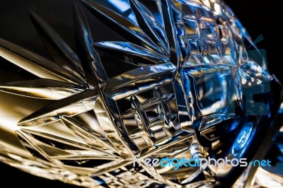 Close-up Shot Of A Cut Glass Wine Goblet Stock Photo