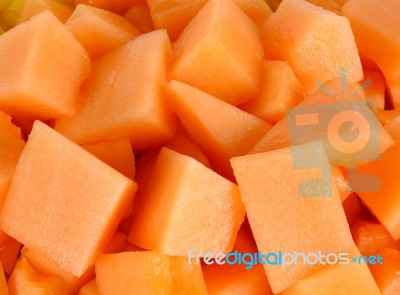 Close Up Slice Of Fresh Melon Stock Photo