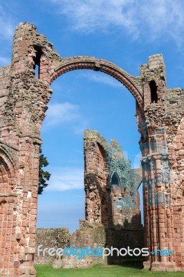 Close-up View Of Part Of The Ruins Of Lindisfarne Priory Stock Photo