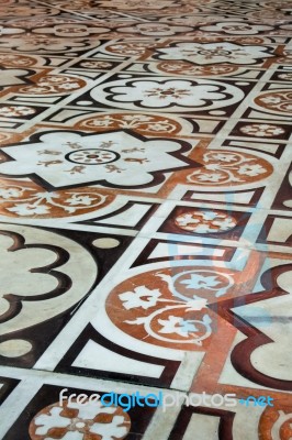Close-up View Of The Floor Of The Duomo Cathedrall In Milan Stock Photo
