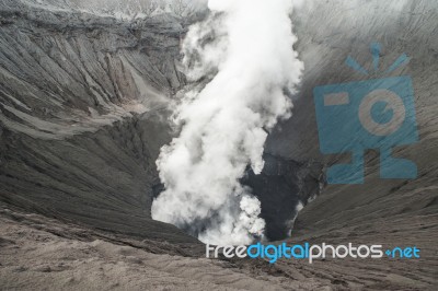 Close-up Volcano Crater Erupting Stock Photo