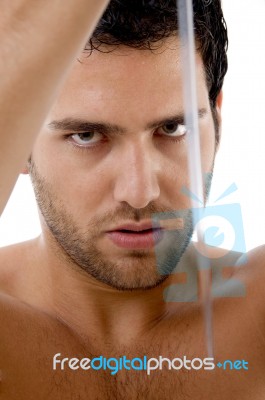 Close View Of Male Holding Dagger Stock Photo