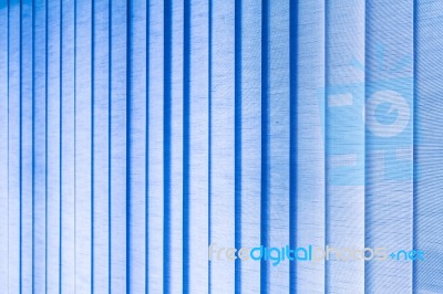 Closed Blue Fabric Blinds Curtains Stock Photo