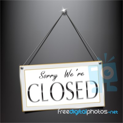 Closed Label Sign Luxury Bevel Hanging Style Stock Image