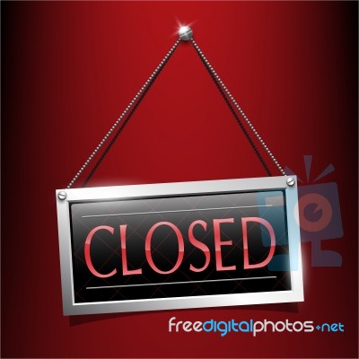 Closed Label Sign Luxury Bevel Hanging Style Stock Image