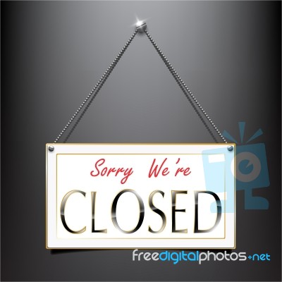 Closed Label Sign Luxury Hanging Style Stock Image