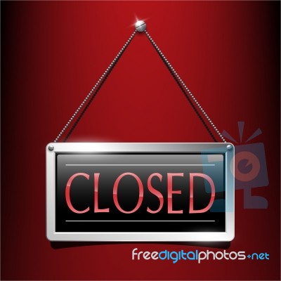 Closed Label Sign Silver Frame Luxury Hanging Style Stock Image