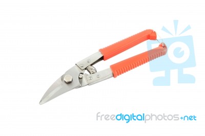 Closed Plier For Cut Metal Sheet On White Background Stock Photo