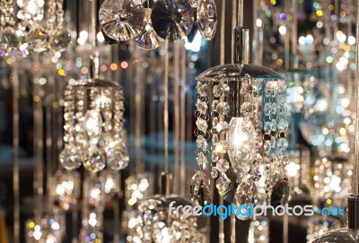 Closeup Crystal Chandelier Stock Photo