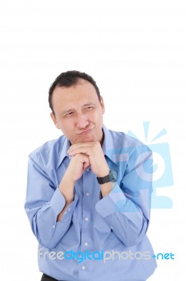 Closeup Of Frightened Young Man With Funny Facial Expression Aga… Stock Photo
