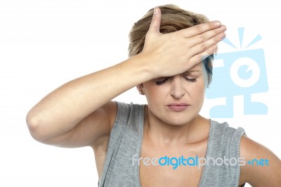 Closeup Shot Of A Stressed Out Lady Stock Photo
