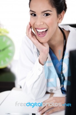 Closeup Shot Of Young Asian Female Doctor Stock Photo