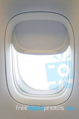 Closeup The Window Of The Plane Stock Photo