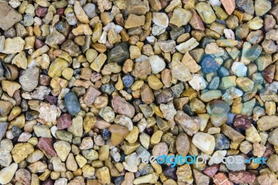 Closeup Top View Of Pebble Stones, Background Stock Photo