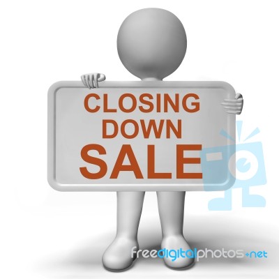 Closing Down Sale Sign Showing Store Bankrupt Stock Image