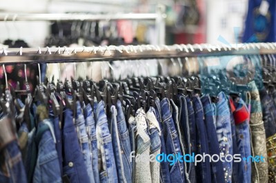 Clothes Rack - Clothing Store Stock Photo