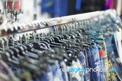 Clothes Rack - Clothing Store Stock Photo