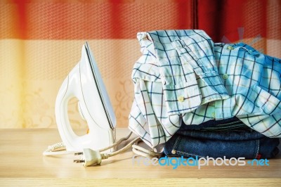 Clothing On A Table Stock Photo